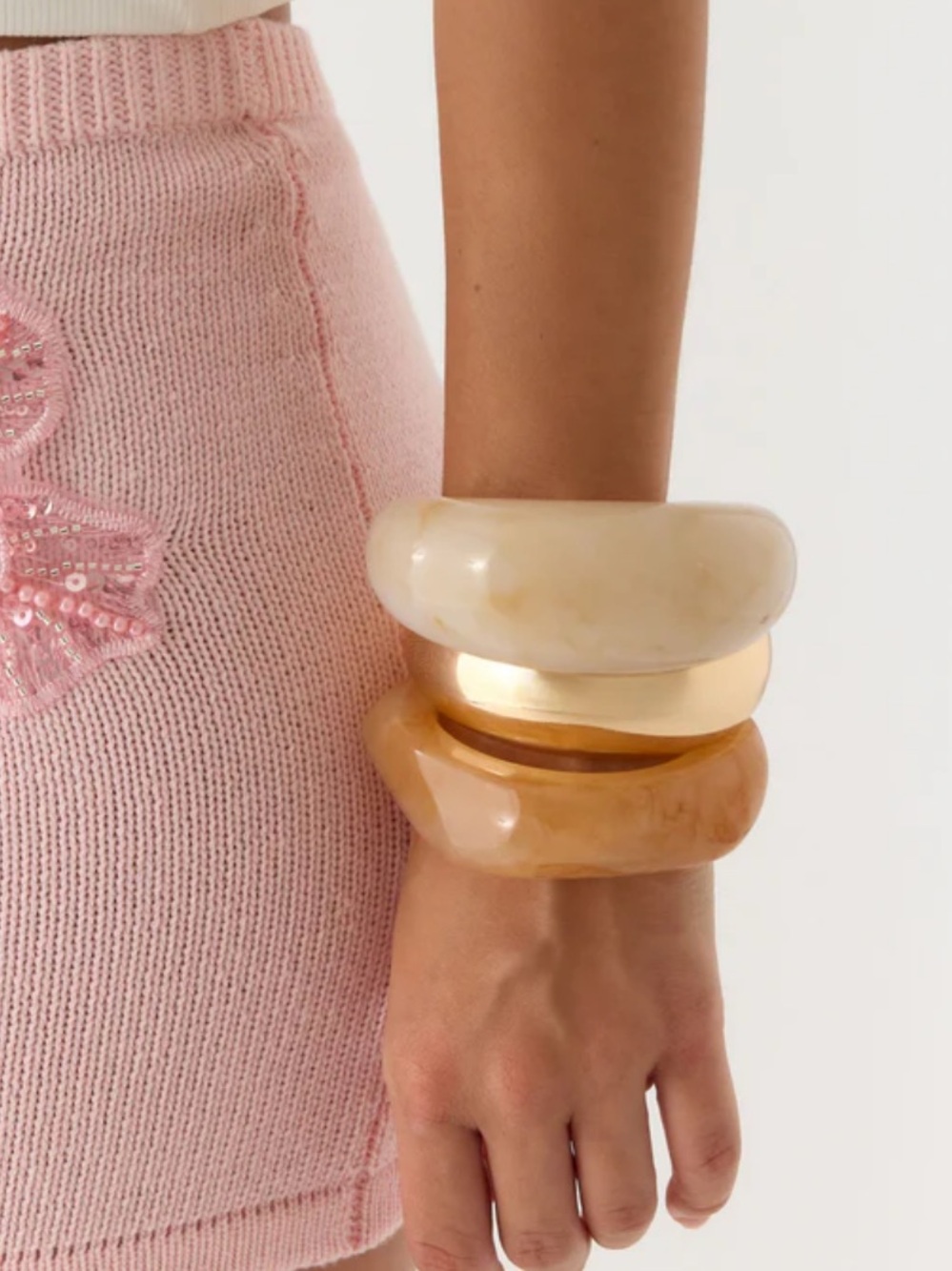 Gold and Cream bangles - Women Jewelry - Picture 2 of 4
